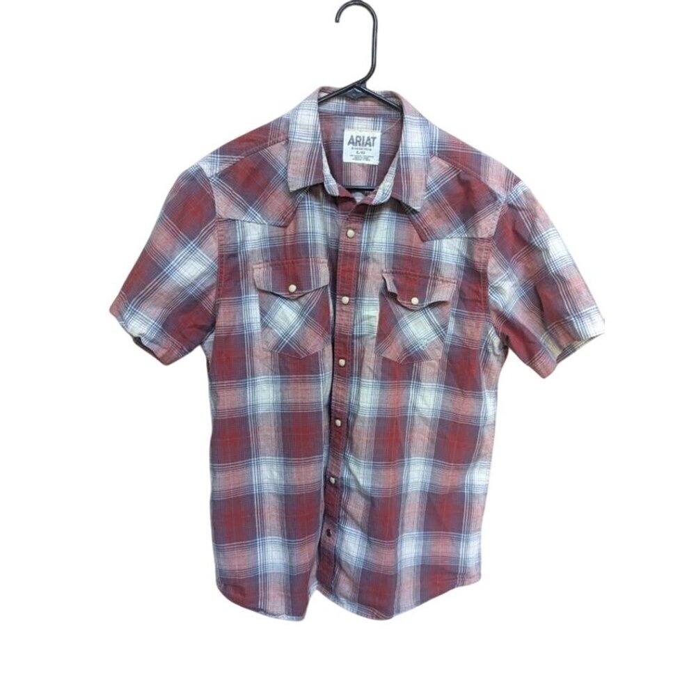 Ariat Shirt Men Retro Fit Pearl Snap Rodeo Frontier Plaid Western Large